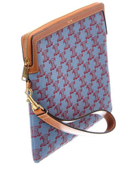 Celine Triomphe Small Canvas & Leather Clutch