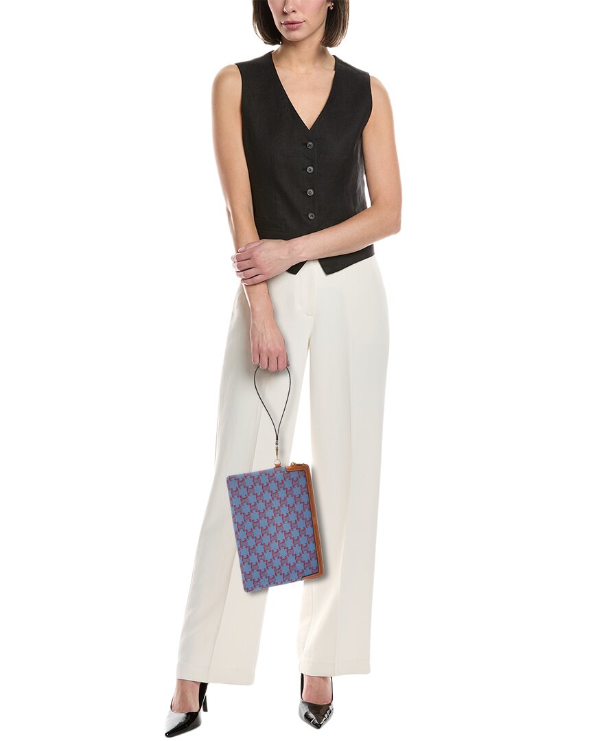 Celine Triomphe Small Canvas & Leather Clutch