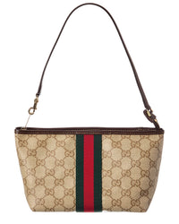 Gucci Gucci Web Small Gg Coated Canvas & Leather Pouch