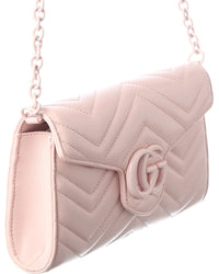 Gucci Gucci Gg Marmont Leather Wallet On A Chain