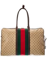 Gucci Gucci Gg Web Medium Supreme Gg Canvas & Leather Luggage Bag