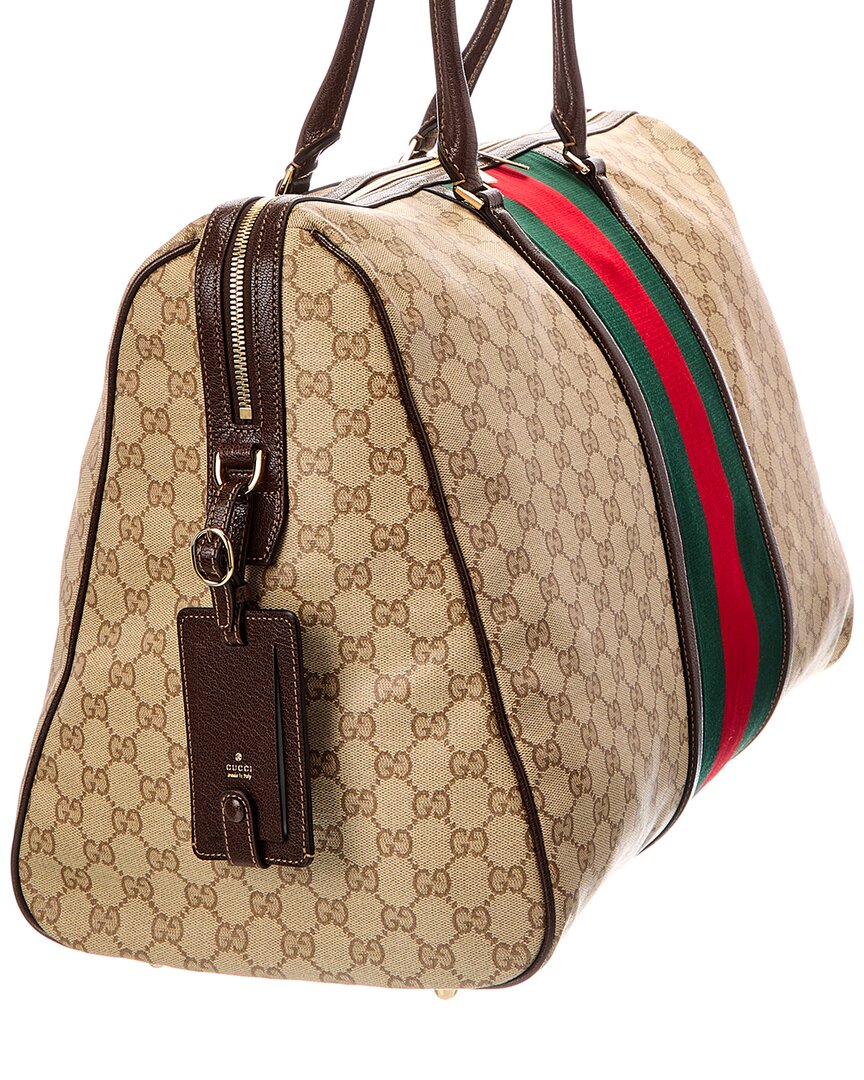 Gucci Gucci Gg Web Medium Supreme Gg Canvas & Leather Luggage Bag