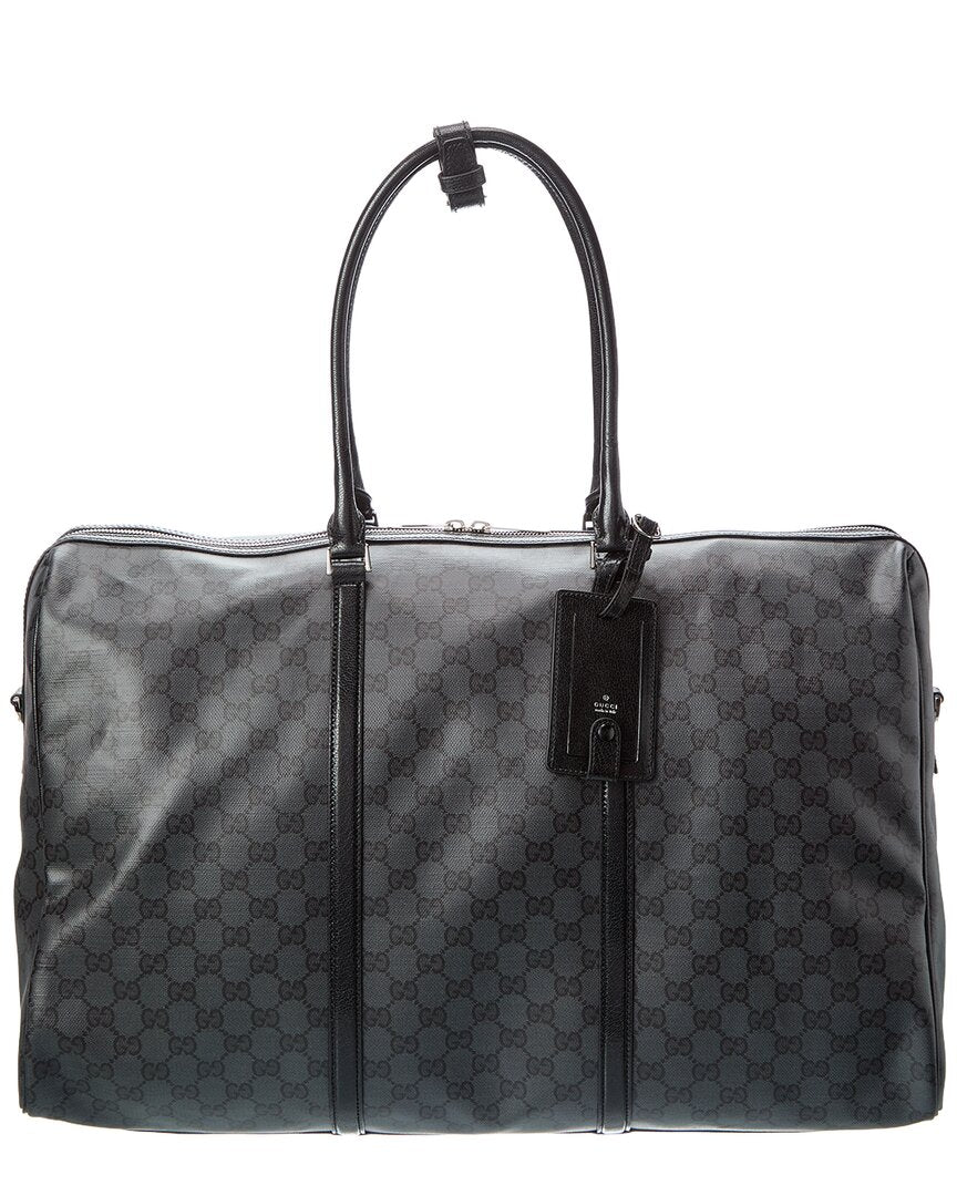 Gucci Gucci Gg Web Medium Gg Coated Canvas & Leather Luggage Bag