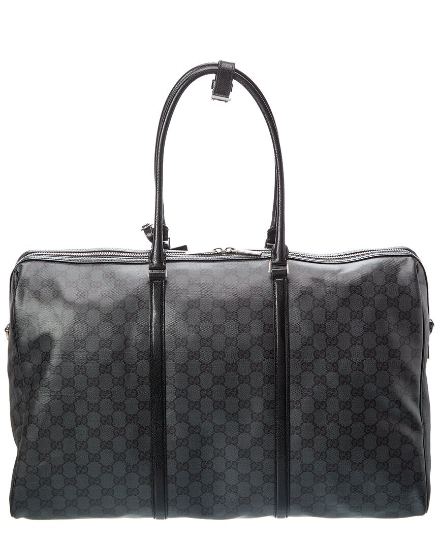 Gucci Gucci Gg Web Medium Gg Coated Canvas & Leather Luggage Bag