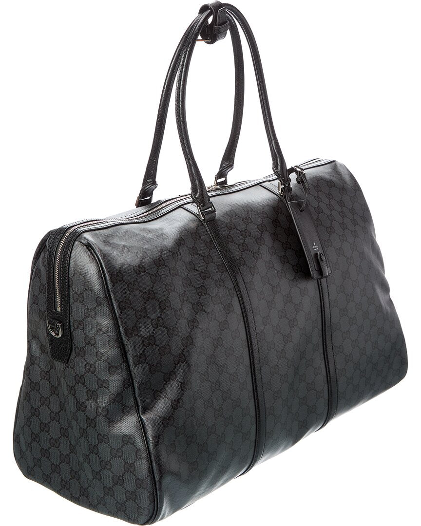 Gucci Gucci Gg Web Medium Gg Coated Canvas & Leather Luggage Bag