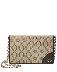 Gucci Gucci Gg Emblem Gg Supreme Canvas & Leather Wallet On Chain