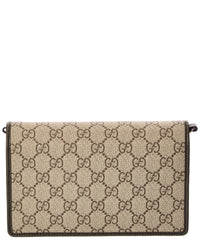 Gucci Gucci Gg Emblem Gg Supreme Canvas & Leather Wallet On Chain