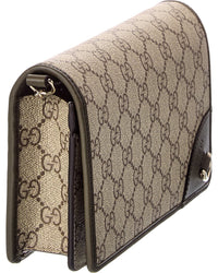 Gucci Gucci Gg Emblem Gg Supreme Canvas & Leather Wallet On Chain