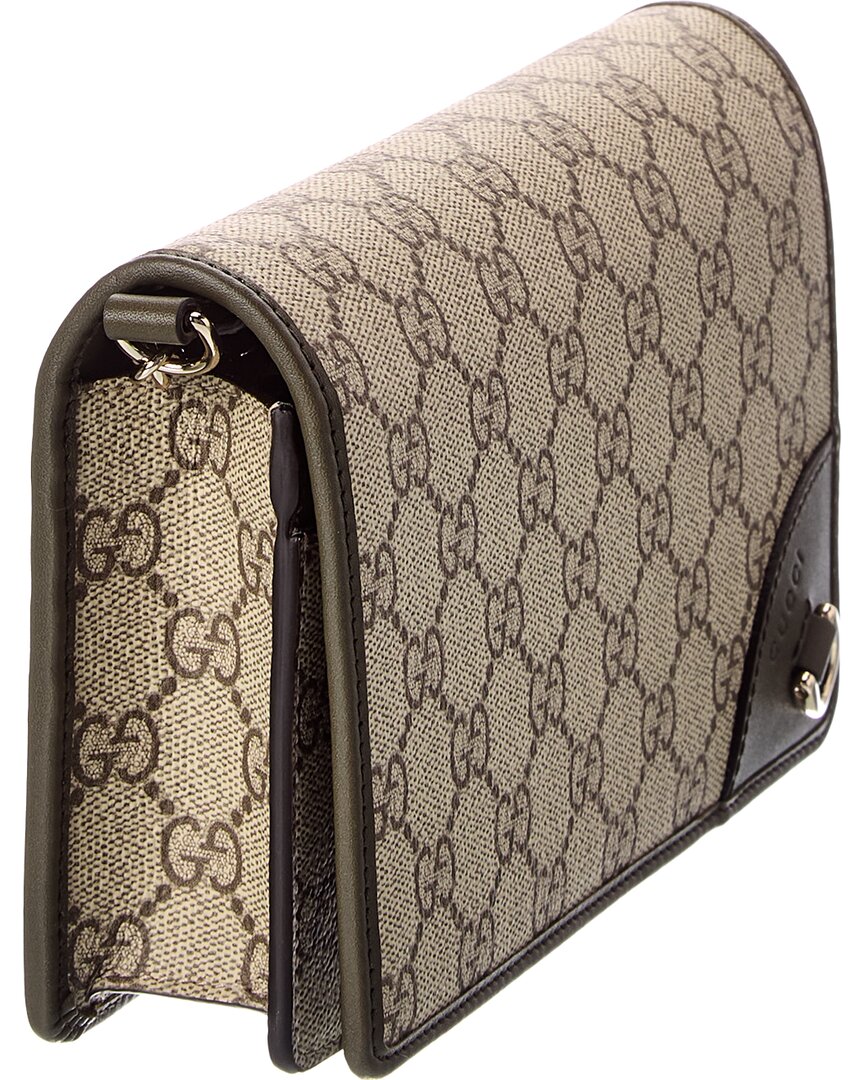 Gucci Gucci Gg Emblem Gg Supreme Canvas & Leather Wallet On Chain