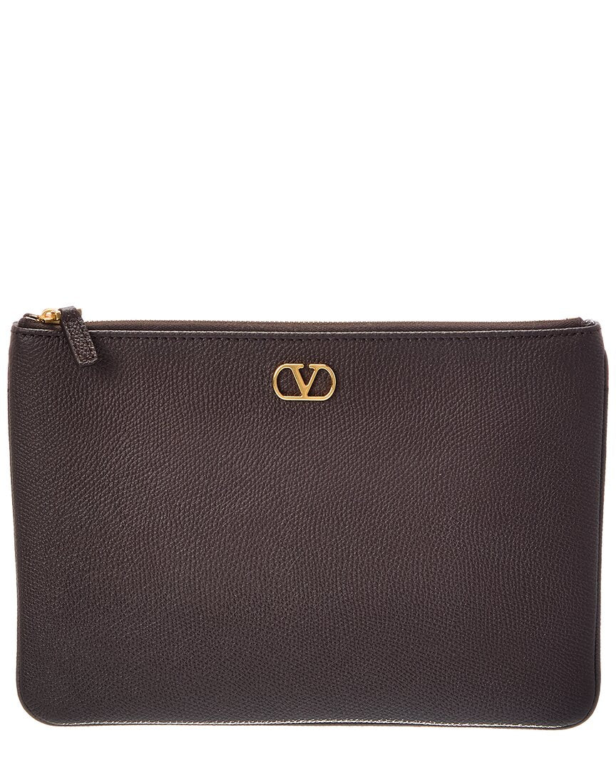 Valentino Valentino Vlogo Signature Leather Pouch