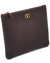 Valentino Valentino Vlogo Signature Leather Pouch