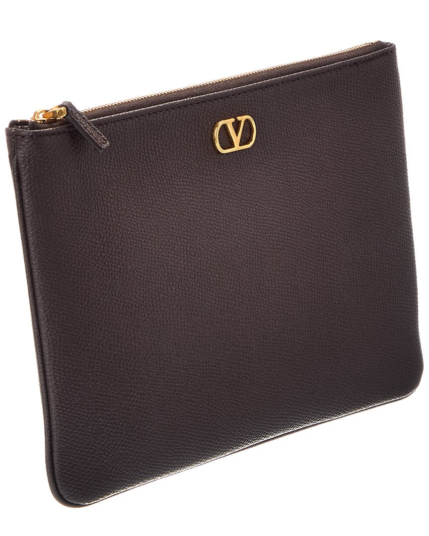 Valentino Valentino Vlogo Signature Leather Pouch