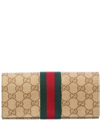 Gucci Gucci Long Gg Canvas & Leather Continental Wallet