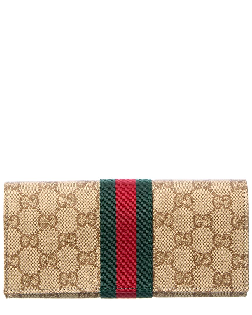 Gucci Gucci Long Gg Canvas & Leather Continental Wallet