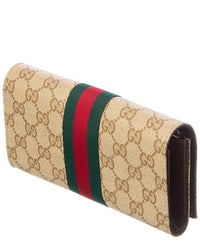 Gucci Gucci Long Gg Canvas & Leather Continental Wallet