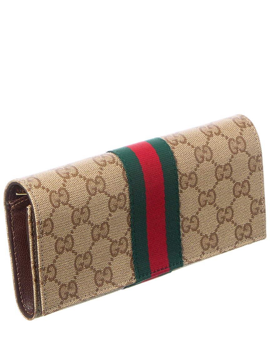 Gucci Gucci Long Gg Canvas & Leather Continental Wallet