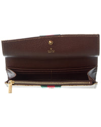 Gucci Gucci Long Gg Canvas & Leather Continental Wallet