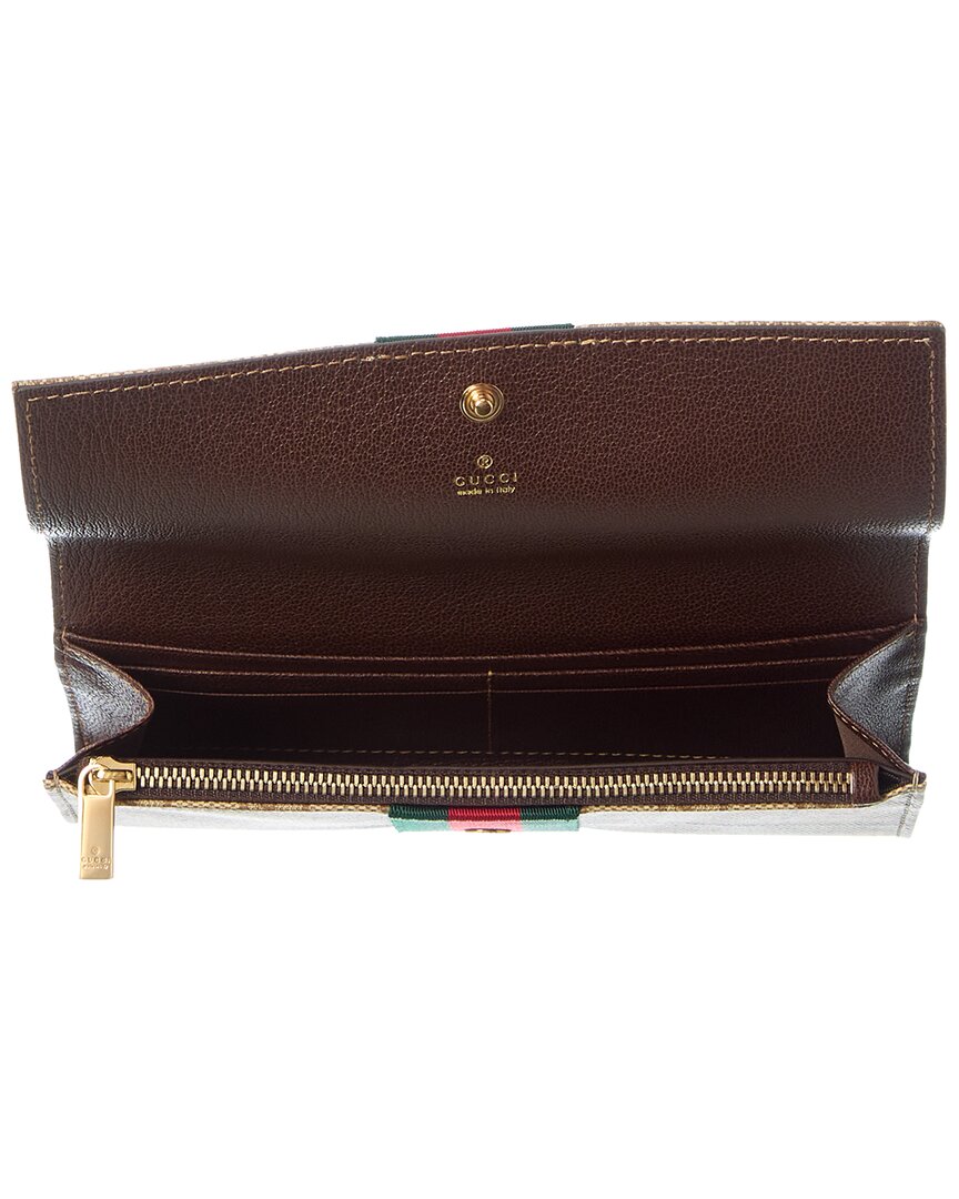 Gucci Gucci Long Gg Canvas & Leather Continental Wallet