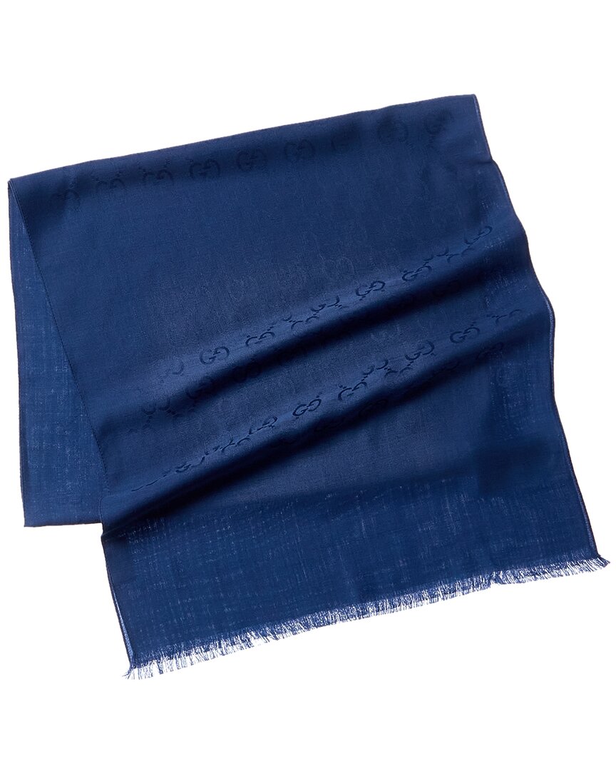 Gucci Logo Small Jacquard Wool & Silk-Blend Scarf – Bluefly