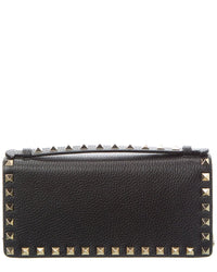 Valentino Valentino Rockstud Grainy Leather Wallet On Chain