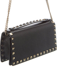 Valentino Valentino Rockstud Grainy Leather Wallet On Chain