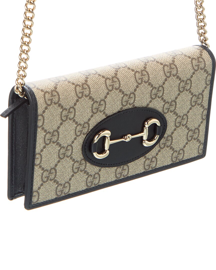 Gucci Gucci Horsebit 1955 Gg Supreme Canvas & Leather Wallet On Chain