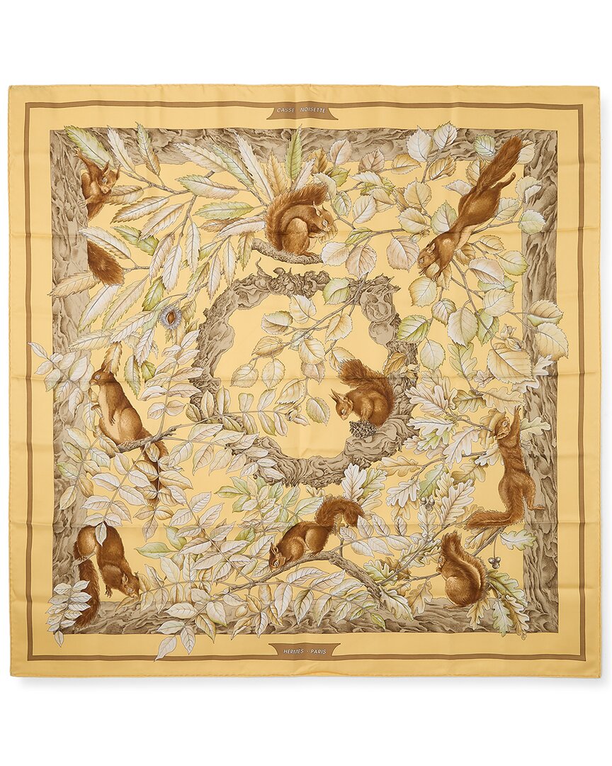 Pre-Owned Hermès Casse Noisette By Antoine De Jacquelot Mm Printed Silk Scarf (Authentic