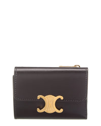 CELINE Celine Triomphe Leather Compact Wallet