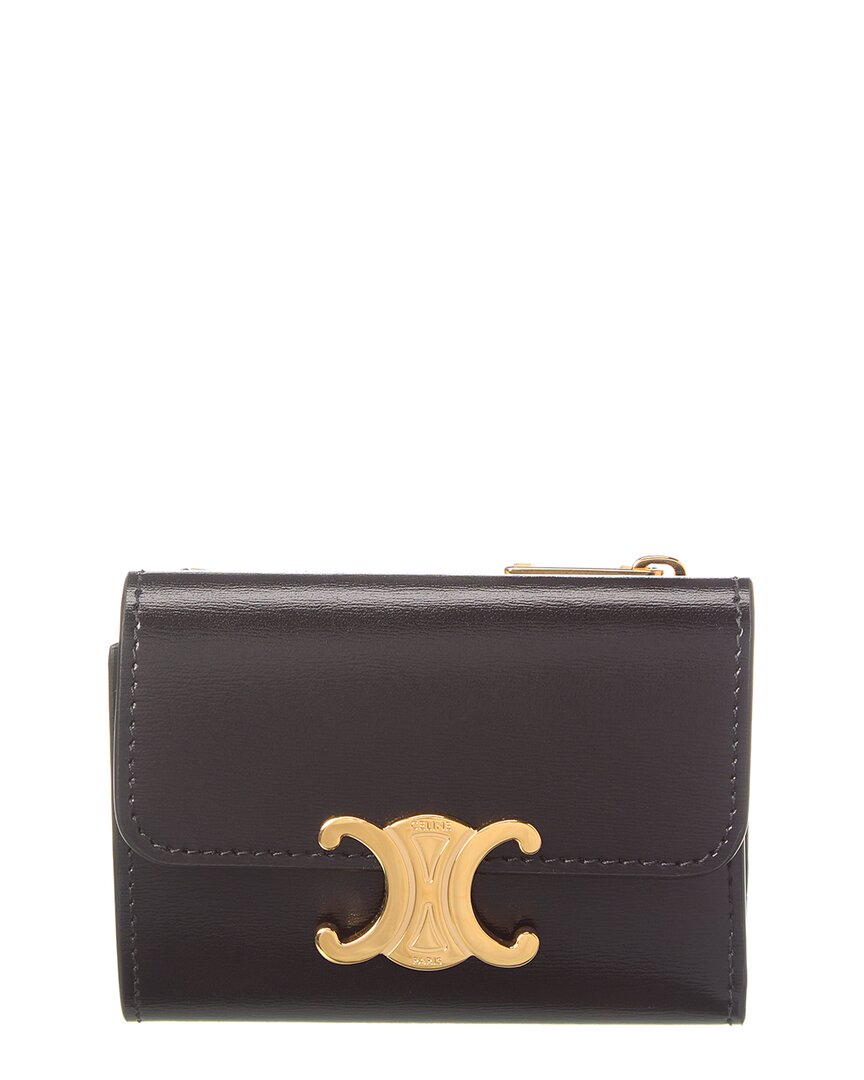 CELINE Celine Triomphe Leather Compact Wallet