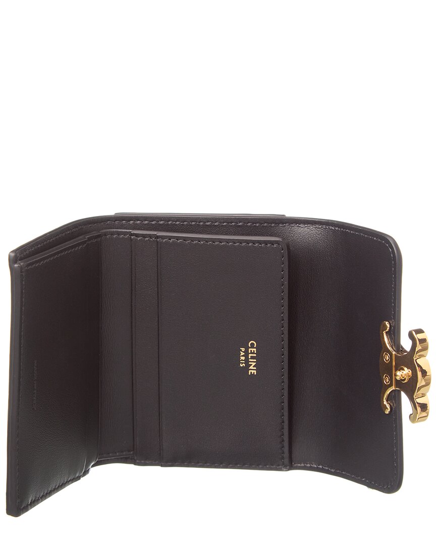 CELINE Celine Triomphe Leather Compact Wallet