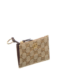 Gucci Gucci Gg Marmont Zip Gg Canvas & Leather Key Pouch
