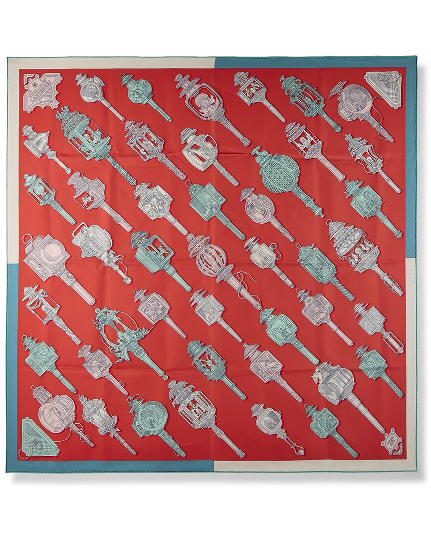 Pre-Owned Hermès Merveilleuses Lanternes By Pierre Marie Mm Printed Silk Scarf (Authentic