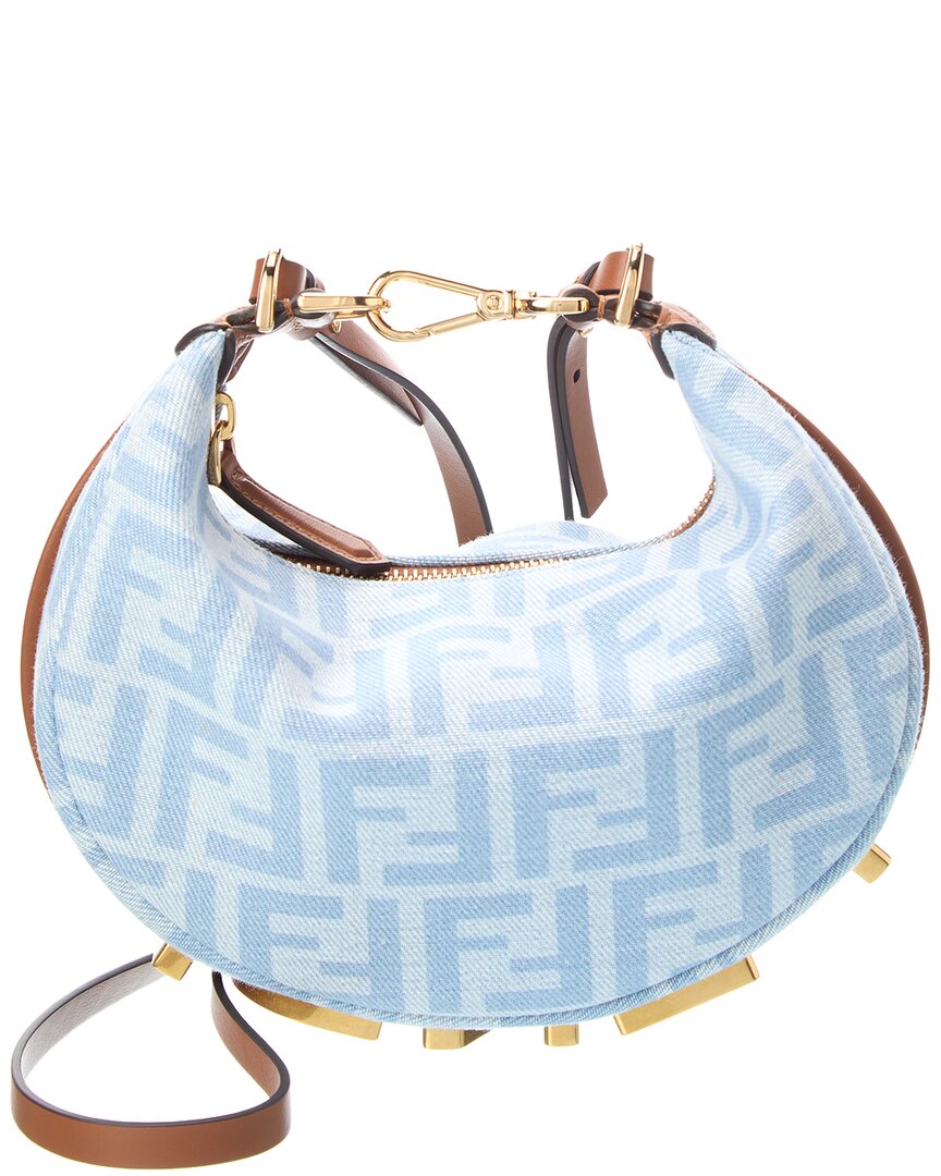 FENDI Fendi Fendigraphy Mini Ff Denim Hobo Bag