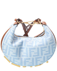 FENDI Fendi Fendigraphy Mini Ff Denim Hobo Bag