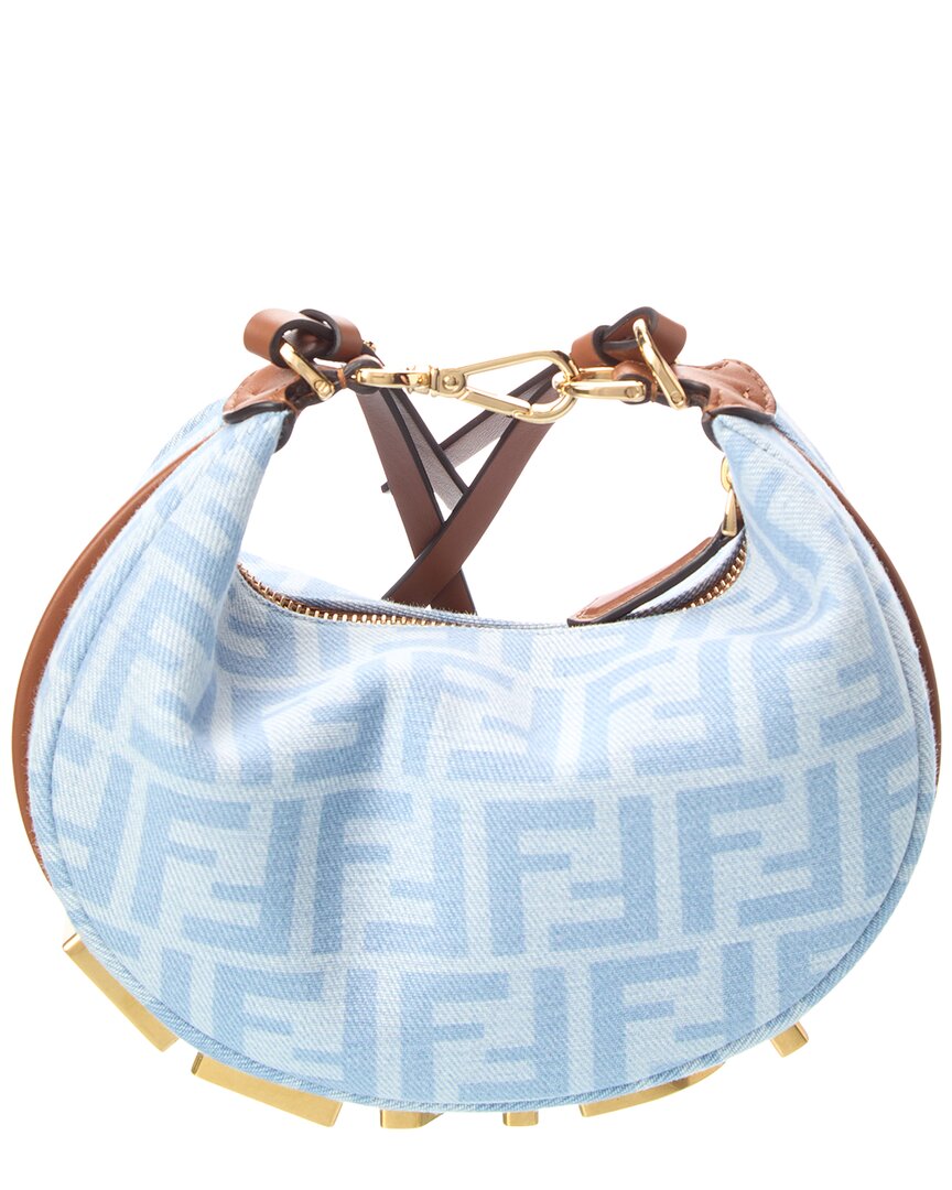 FENDI Fendi Fendigraphy Mini Ff Denim Hobo Bag