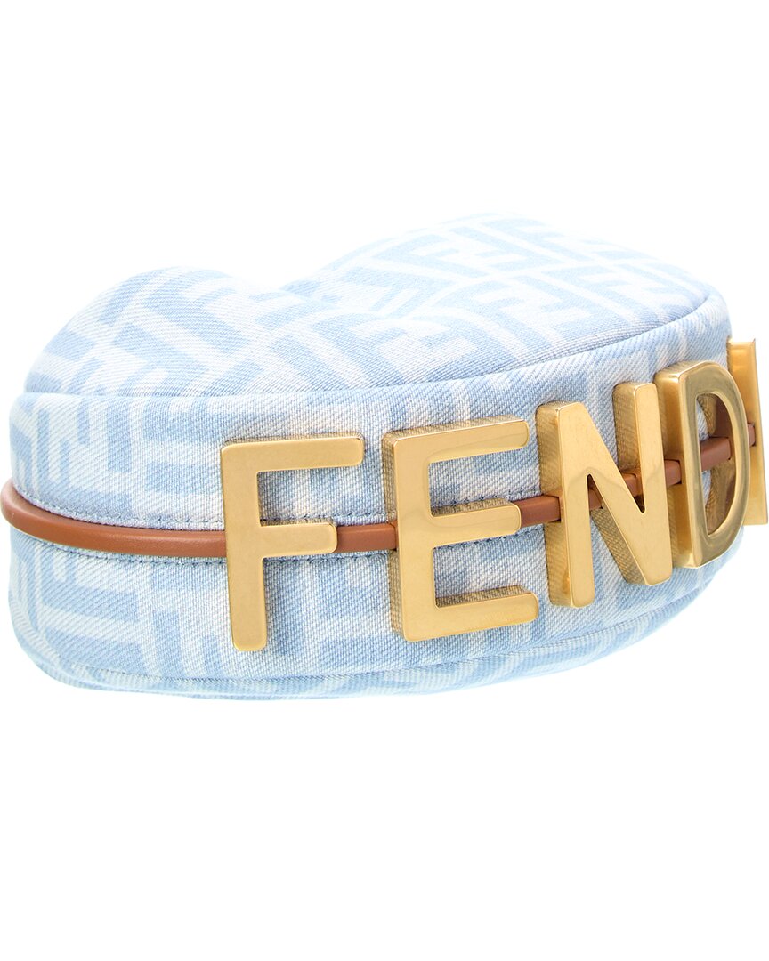 FENDI Fendi Fendigraphy Mini Ff Denim Hobo Bag