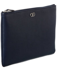 Valentino Valentino Vlogo Signature Leather Pouch