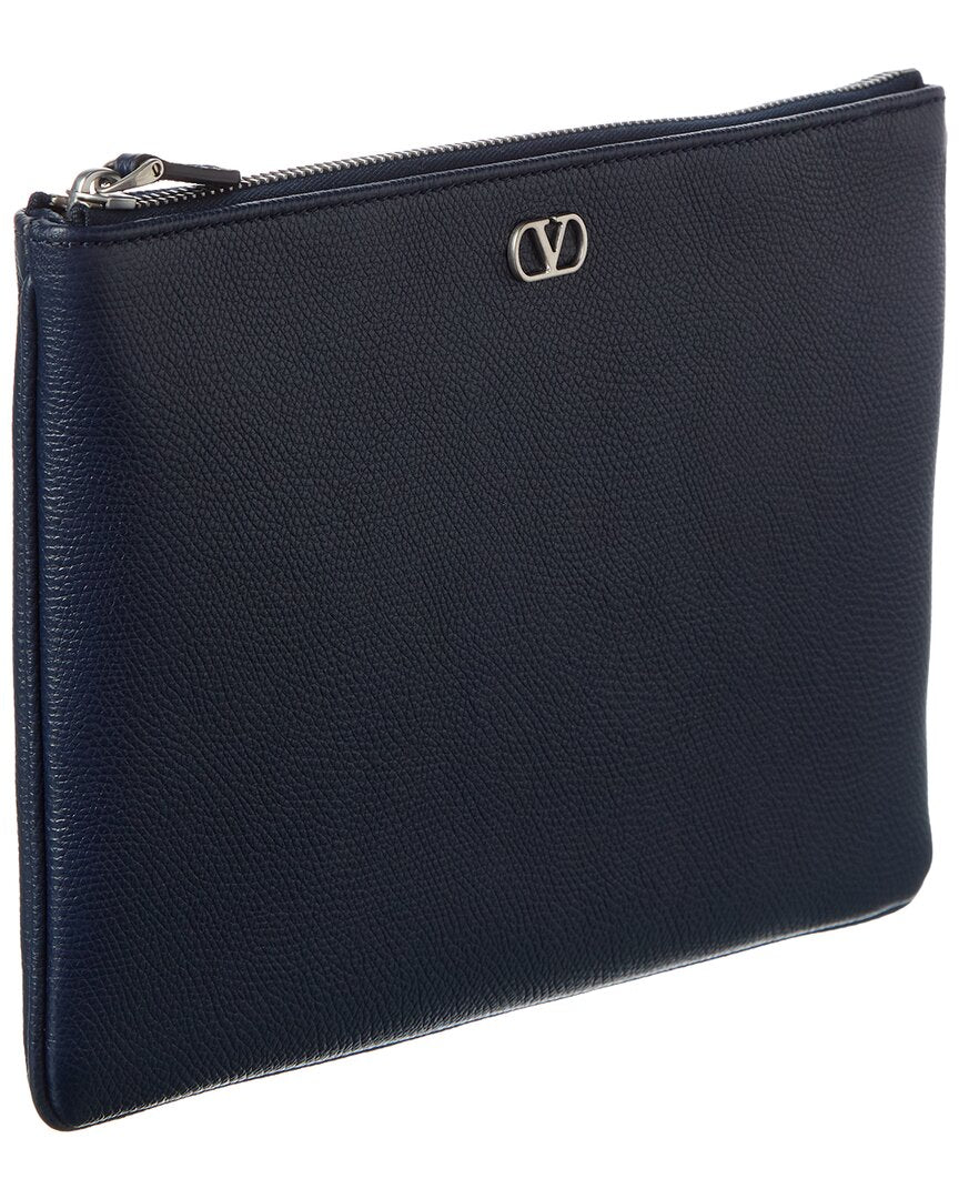 Valentino Valentino Vlogo Signature Leather Pouch
