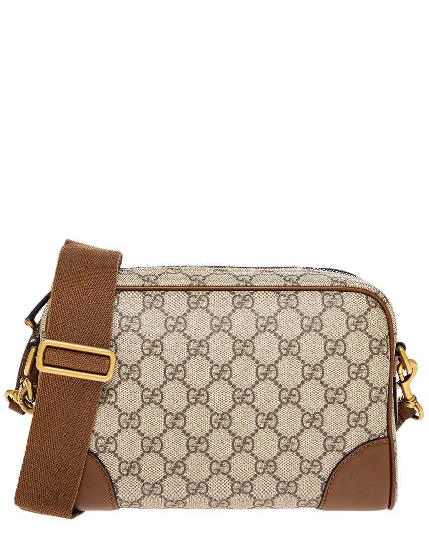 Gucci Gucci Gg Emblem Gg Coated Canvas & Leather Crossbody