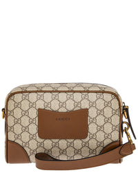 Gucci Gucci Gg Emblem Gg Coated Canvas & Leather Crossbody