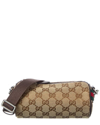 Gucci Gucci Gg Mini Canvas & Leather Boston Bag