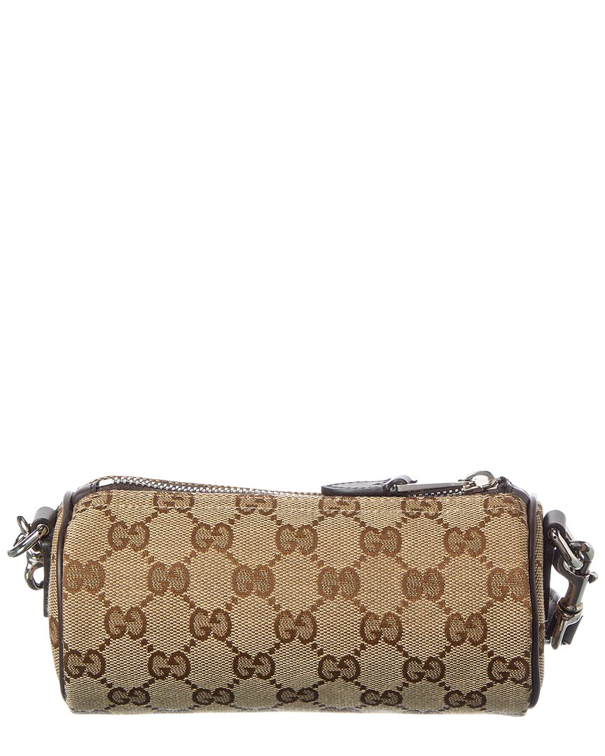 Gucci Gucci Gg Mini Canvas & Leather Boston Bag