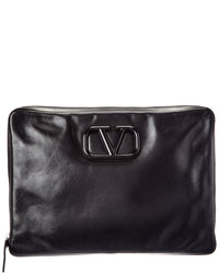 Valentino Valentino Vlogo Leather Pouch