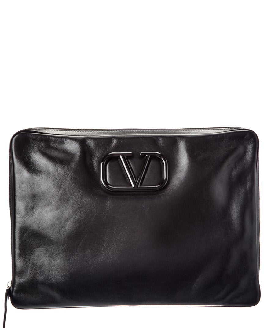 Valentino Valentino Vlogo Leather Pouch