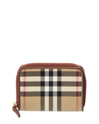 Burberry Burberry Check E-Canvas & Leather Coin Purse