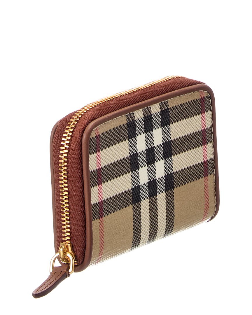 Burberry Burberry Check E-Canvas & Leather Coin Purse