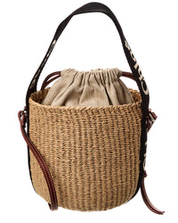 Chloé Chloé Woody Small Paper & Leather Bucket Bag