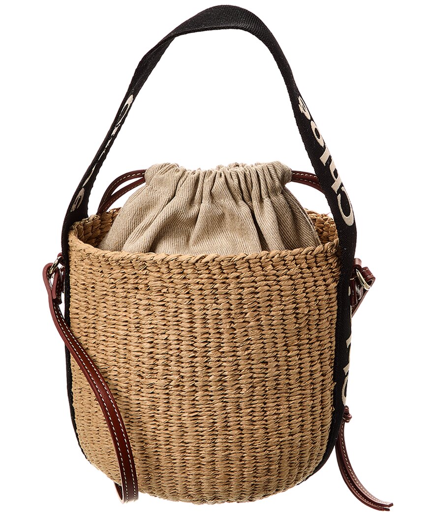 Chloé Chloé Woody Small Paper & Leather Bucket Bag