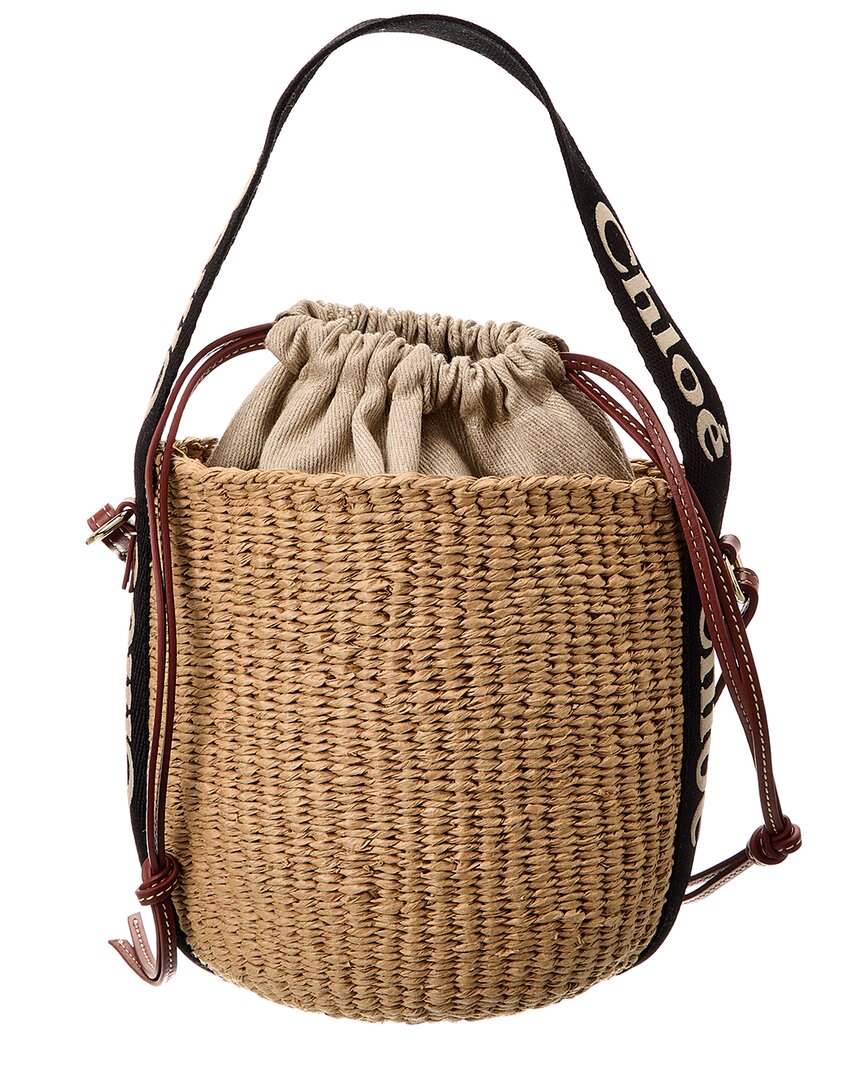 Chloé Chloé Woody Small Paper & Leather Bucket Bag