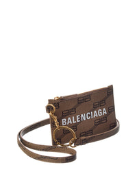 Balenciaga Balenciaga Cash Coated Canvas Card Case On Keyring